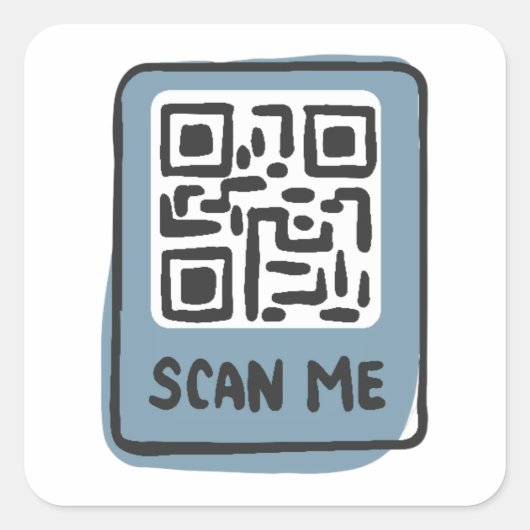 Scannen QR-code Vierkante Sticker (Voorkant)