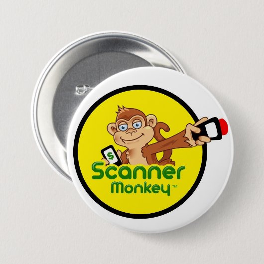 Scanner Monkey Pin Ronde Button 7,6 Cm (Voorkant /achterkant)