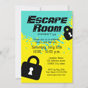 Scape Room verjaardagsfeest uitnodiging template