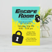 Scape Room verjaardagsfeest uitnodiging template (Staand voorkant)