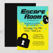 Scape Room verjaardagsfeest uitnodiging template (Voorkant / Achterkant)