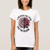 Scar & Bloom Minimalistische Half-Roze Half-Littek T-shirt (Voorkant)