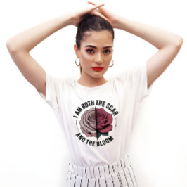 Scar & Bloom Minimalistische Half-Roze Half-Littek T-shirt