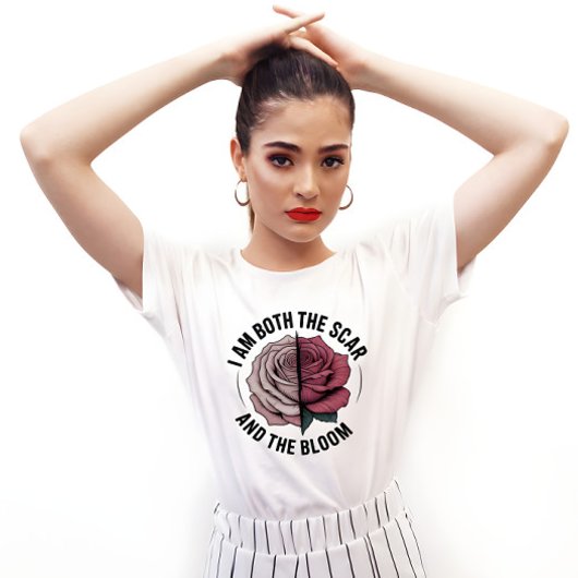 Scar & Bloom Minimalistische Half-Roze Half-Littek T-shirt