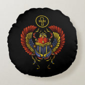 Scarab Ankh Egyptian Eye of Horus Ancient Symbool Rond Kussen (Voorkant)