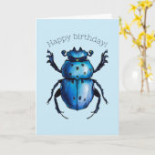 Scarab Beetle Art Blue Entomology Insect Birthday Kaart (Gele Bloem)
