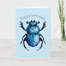 Scarab Beetle Art Blue Entomology Insect Birthday