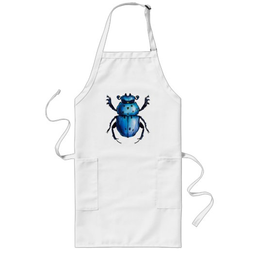 Scarab Beetle Art Blue Insect Entomology T-Shirt Lang Schort (Voorkant)