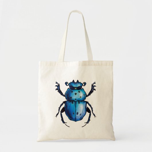 Scarab Beetle Art Blue Insect Entomology Tote Bag (Voorkant)