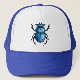 Scarab Beetle Art Blue Insect Entomology Trucker Pet