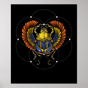 Scarab Beetle Egyptisch symbool Sacred Geometry Poster