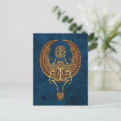 Scarab Beetle met Ankh op Blue Briefkaart (Staand voorkant)