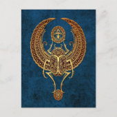 Scarab Beetle met Ankh op Blue Briefkaart (Voorkant)