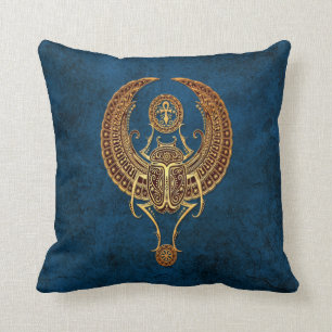 Scarab Beetle met Ankh op Blue Kussen