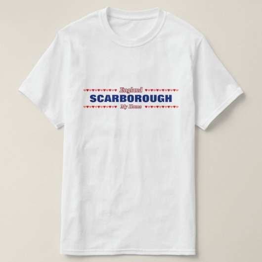 SCARBOROUGH - Mijn thuis - Engeland; Rode en roze  T-shirt (Design voorkant)
