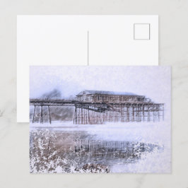 Scarborough North Bay Pier - Vintage aquarel Briefkaart