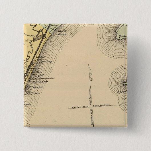 Scarborough, Old Orchard, Saco, Biddeford Vierkante Button 5,1 Cm (Voorkant)