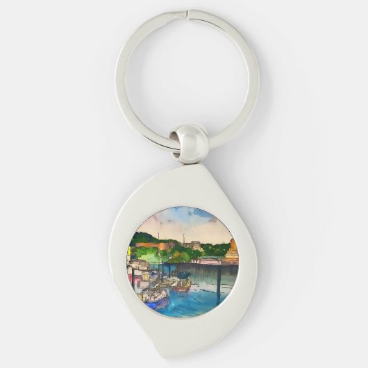 Scarborough Watercolour  Sleutelhanger (Voorkant)