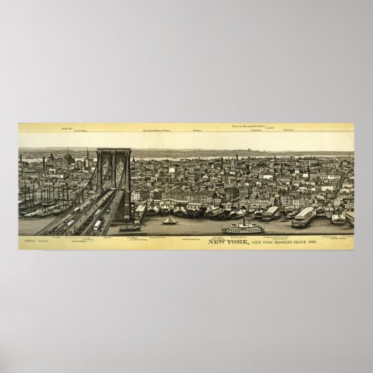 Scarce 1880 Brooklyn NY Panorama Poster (Voorkant)
