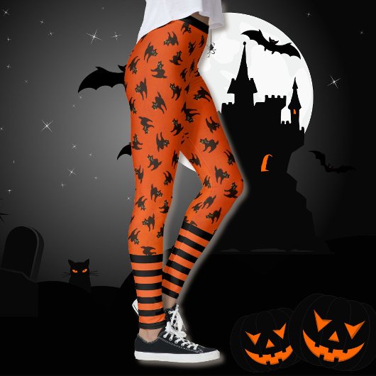 Scardy Cat Black Oranje Halloween Beste kwaliteit Leggings