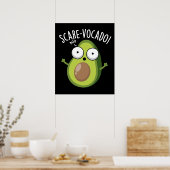 Scare-vocaco Funny Avocado Pun Dark BG Poster (Keuken)
