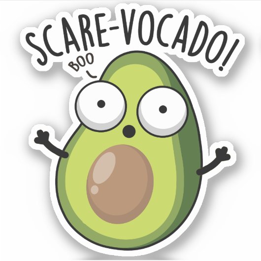Scare-vocaco Funny Avocado Pun Sticker (Voorkant)
