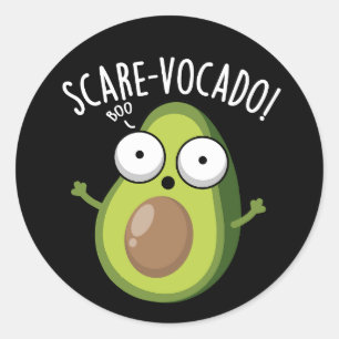 Scare-vocaco Grappige Avocado Puns Donker BG Ronde Sticker
