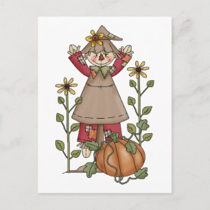 Scarecrow 1 Pompoenen Herfst Zonnebloemen Briefkaart