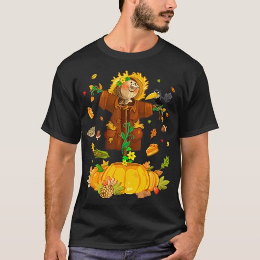 Scarecrow Autumn Hallo Herfst Pumpkin Halloween T-shirt (Voorkant)