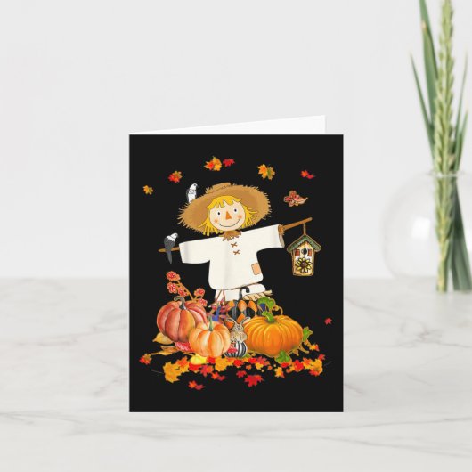 Scarecrow Autumn Hallo Herfst Pumpkin Thanksgiving Kaart (Voorkant)