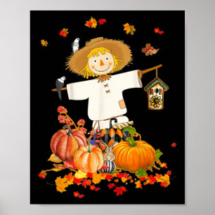 Scarecrow Autumn Hallo Herfst Pumpkin Thanksgiving Poster