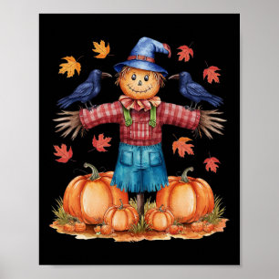 Scarecrow Autumn Hallo Herfst Pumpkin Thanksgiving Poster