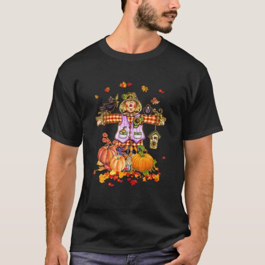 Scarecrow Autumn Hallo Herfst Pumpkin Thanksgiving T-shirt (Voorkant)