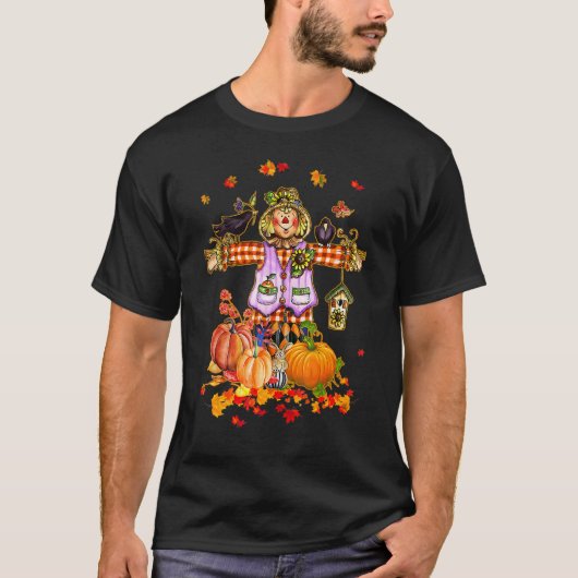 Scarecrow Autumn Hallo Herfst Pumpkin Thanksgiving T-shirt (Voorkant)