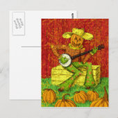 Scarecrow die het banjo-schilderij speelt briefkaart (Voorkant / Achterkant)