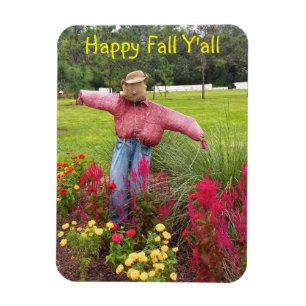 Scarecrow en herfst bloemen in Bok Tower Gardens F Magneet