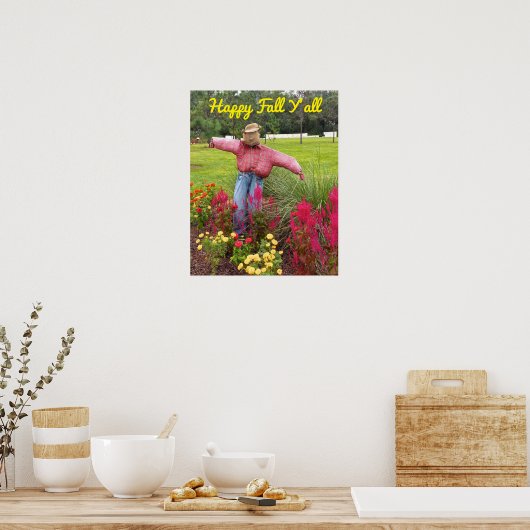 Scarecrow en herfst bloemen in Bok Tower Gardens F Poster (Keuken)