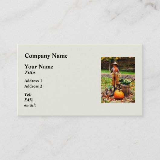 Scarecrow en pompoen visitekaartje (Voorkant)