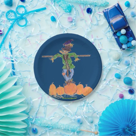 Scarecrow en pompoenen papieren bordje (Feest)