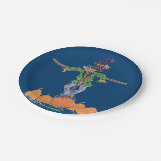 Scarecrow en pompoenen papieren bordje (Gekanteld)