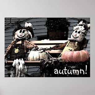 Scarecrow Friends Autumn Afbeelding Poster