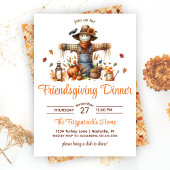 Scarecrow Friendsgiving Feest Thanksgiving Diner Kaart