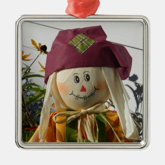 Scarecrow Girl Premium Square Ornament (Voorkant)