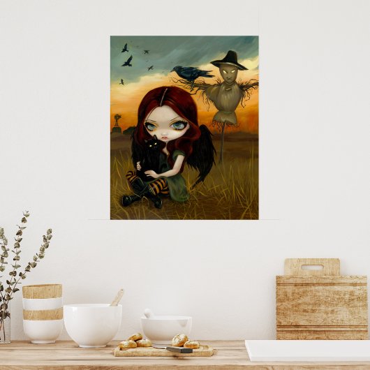 Scarecrow gothic fairy cat halloween Art Print (Keuken)