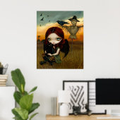 Scarecrow gothic fairy cat halloween Art Print (Thuiskantoor)