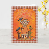 Scarecrow Hallo Autumn Wenskaart Kaart (Gele Bloem)