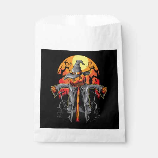 Scarecrow Halloween Pumpkin Favor Bag Bedankzakje (Voorkant)