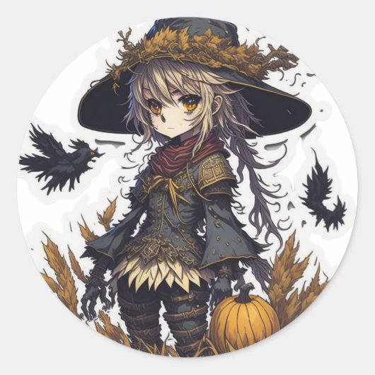 Scarecrow Halloween Ronde Sticker (Voorkant)