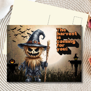 Scarecrow Harvest Hunter Halloween Briefkaart