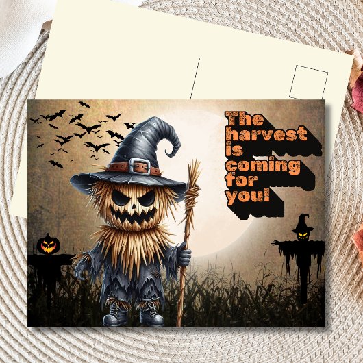 Scarecrow Harvest Hunter Halloween Briefkaart